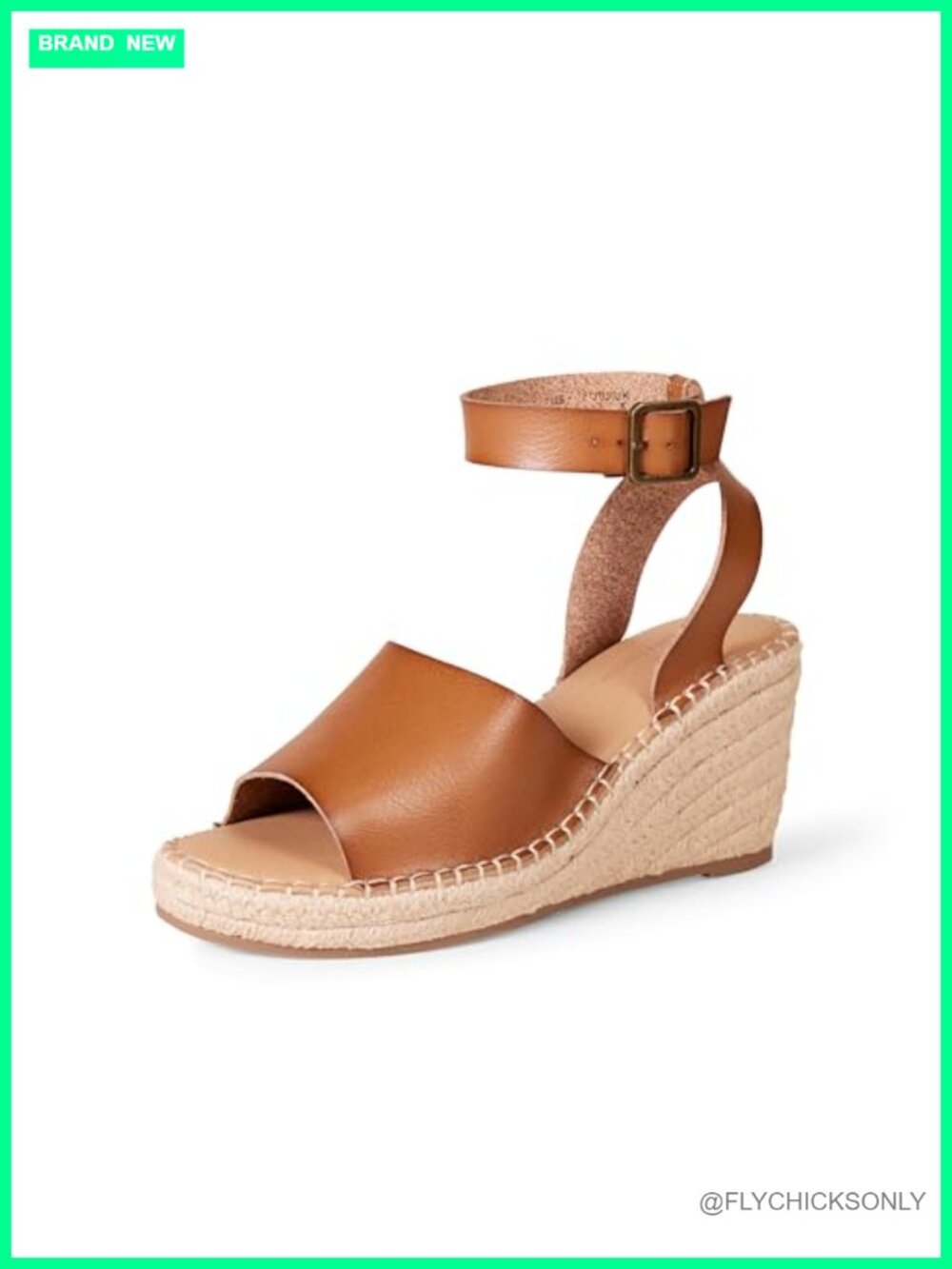 Wedge Espadrille Sandal Faux Leather Ankle Strap Memory Foam